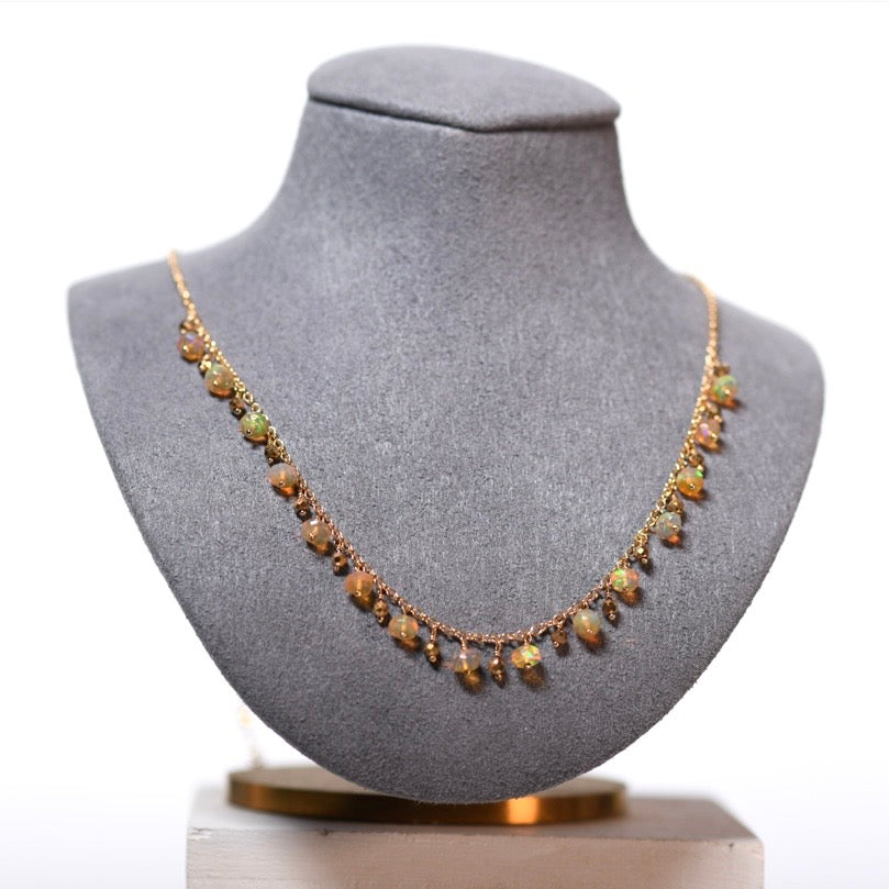 Welo Opal charm necklace in gold