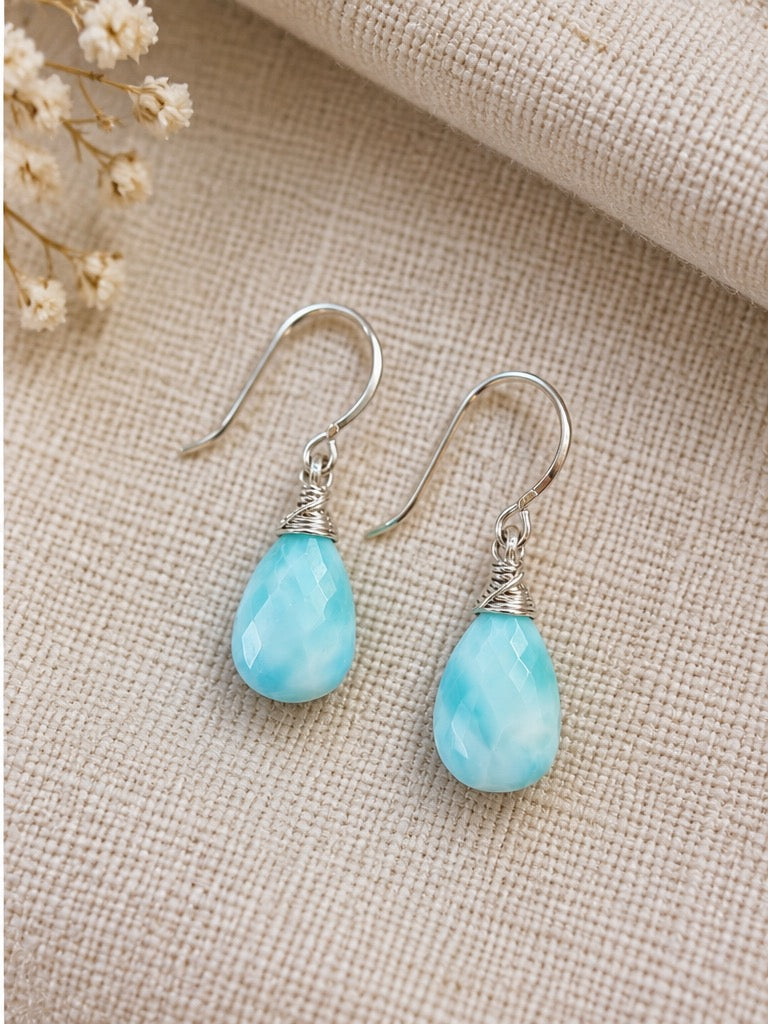 Larimar Dangle earrings on Sterling Silver