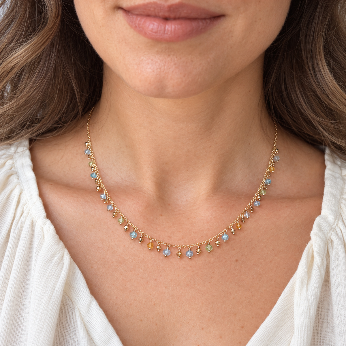 Constellation Multi-Gemstone Necklace, Gold-Fill
