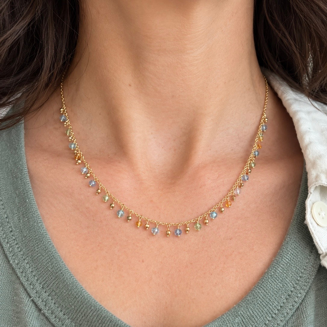 Constellation Multi-Gemstone Necklace, Gold-Fill