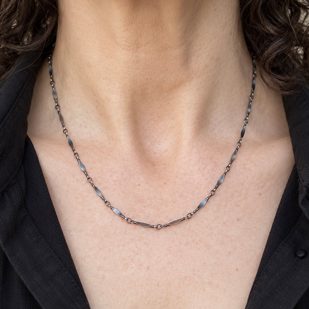 Oxidized Bones Chain Necklace