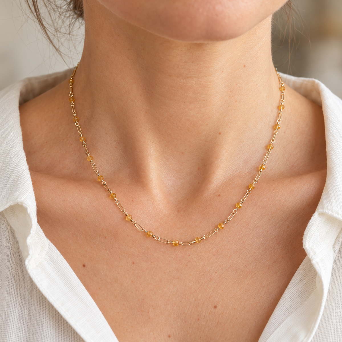 Nexus Yellow Sapphire necklace with gold filled findings