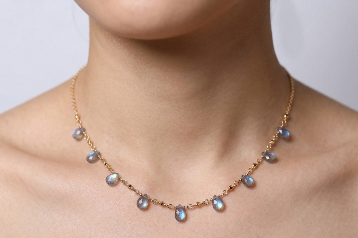 Labradorite Drop Necklace | Gold-Filled Gemstone Necklace