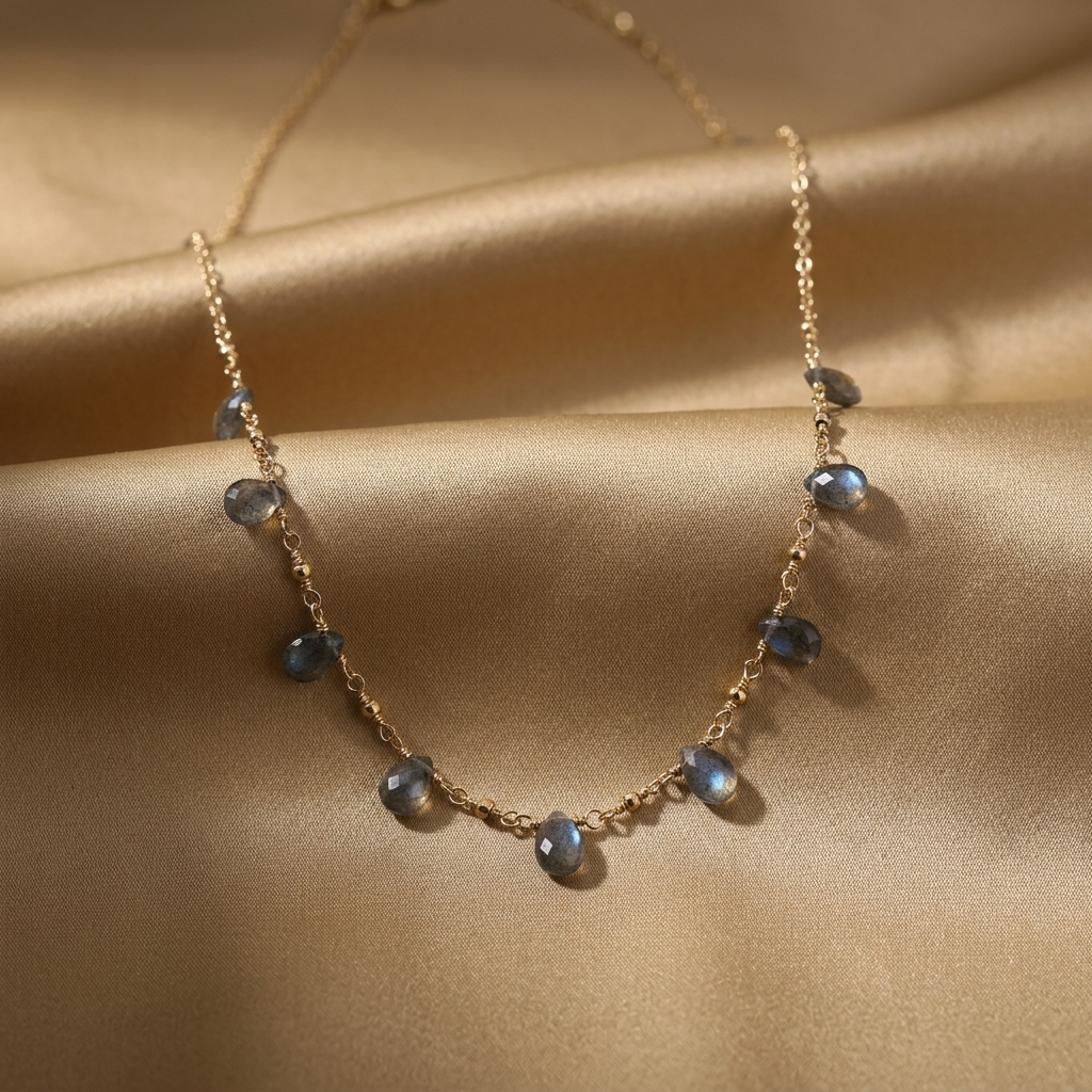 Labradorite Drop Necklace | Gold-Filled Gemstone Necklace