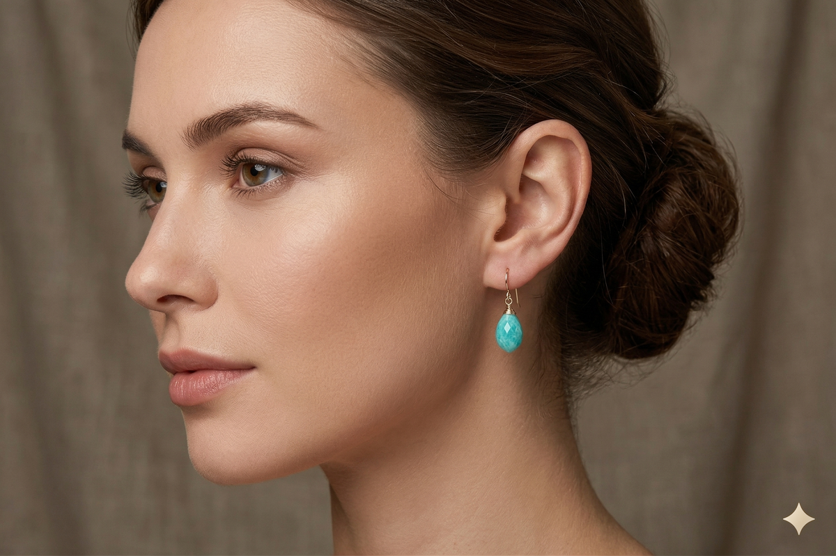 Faceted Amazonite Drop Earrings in Gold Fill