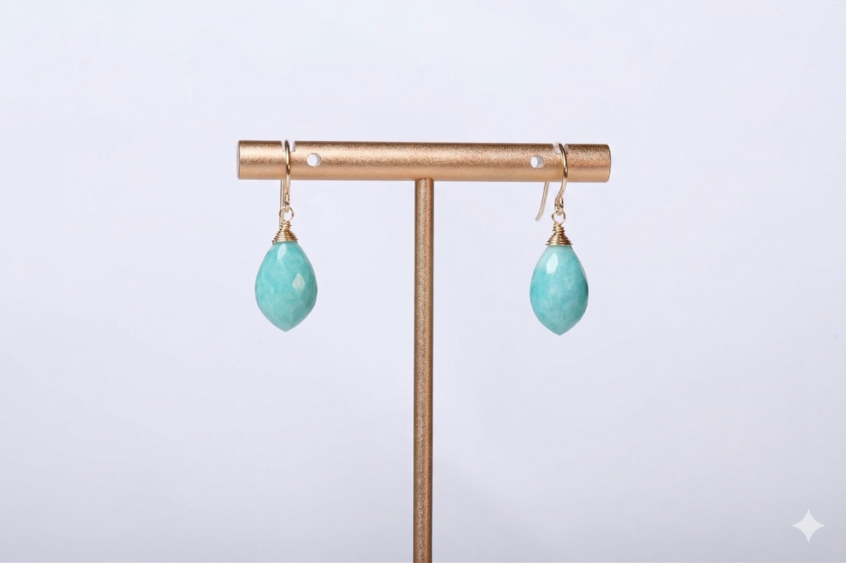 Faceted Amazonite Drop Earrings in Gold Fill