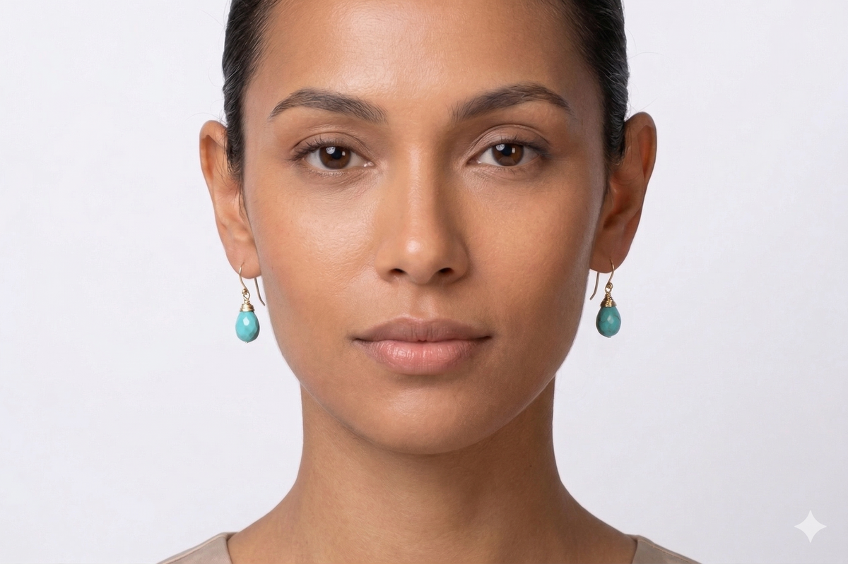 Faceted Amazonite Drop Earrings in Gold Fill