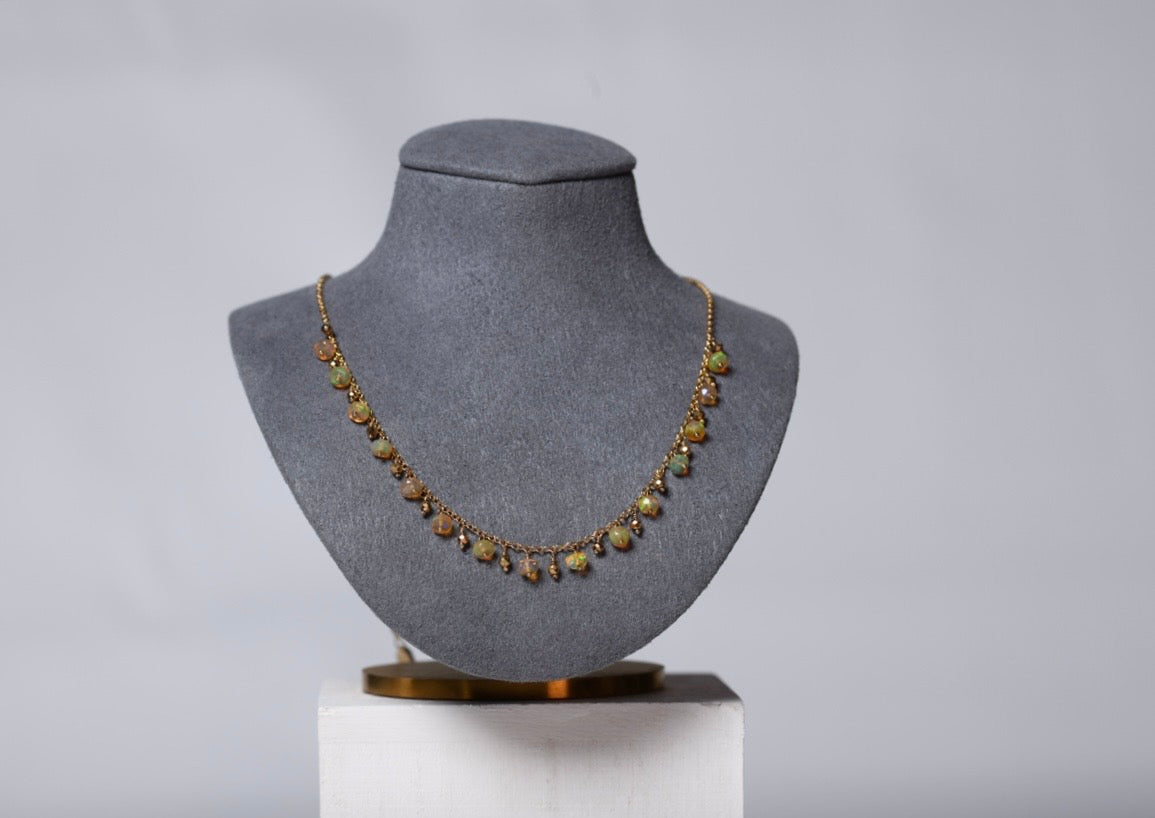 Welo Opal charm necklace in gold