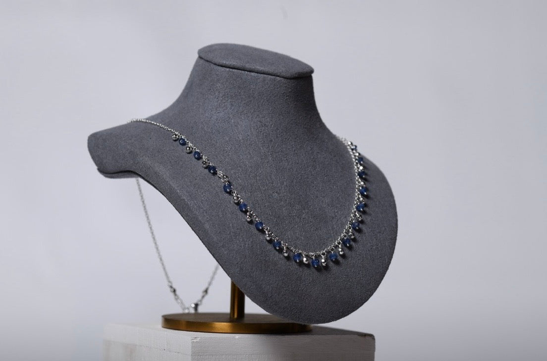 Blue Sapphire & Sterling Silver Fringe Necklace