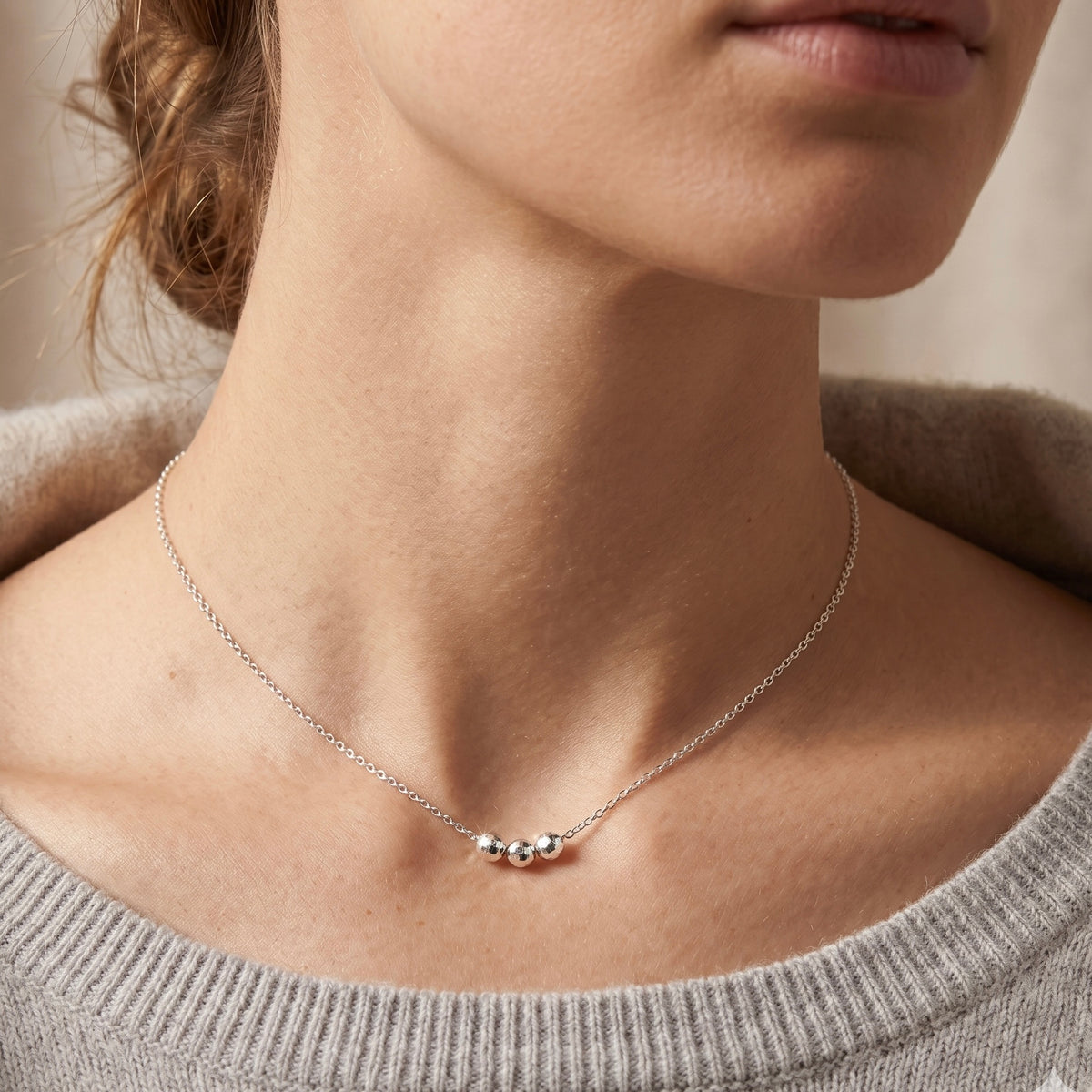 Strata Sterling Silver Disco Bead Necklace