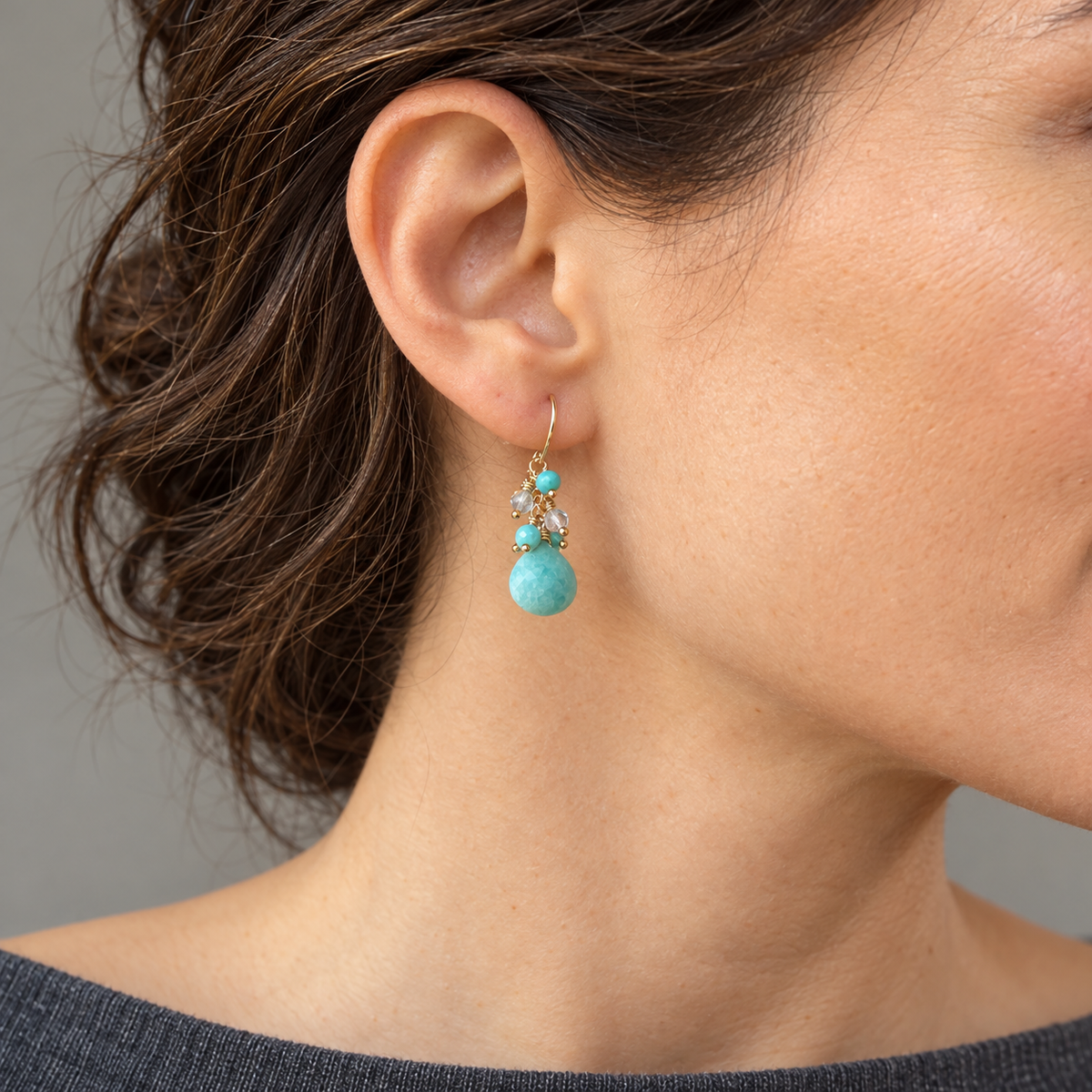 Constellation Amazonite & Blue Topaz Earrings