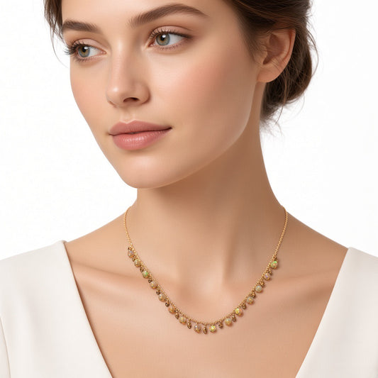 Welo Opal charm necklace in gold