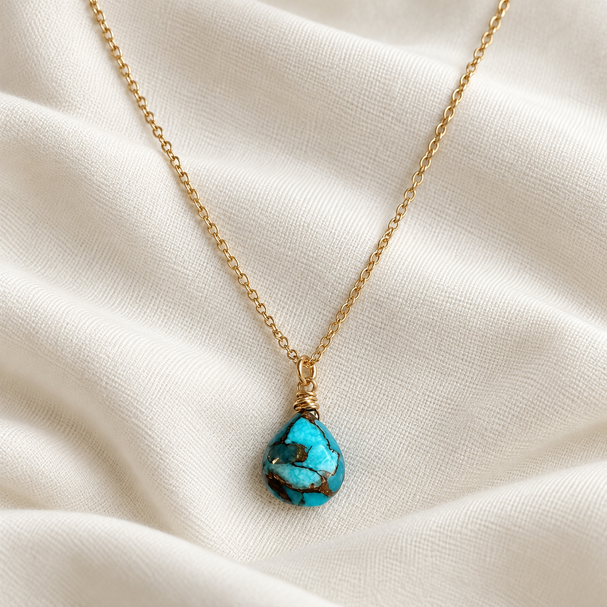 Copper Turquoise Heart Necklace