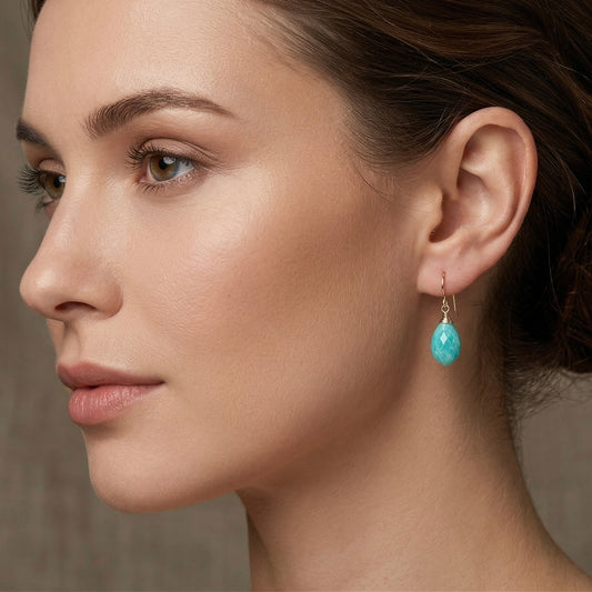 Faceted Amazonite Drop Earrings in Gold Fill