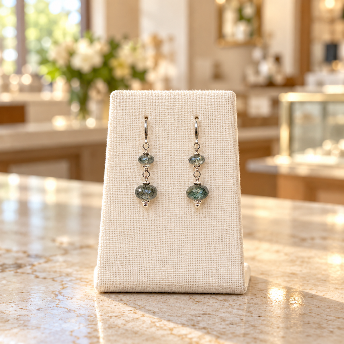Labradorite & Sterling Silver Tiered Earrings