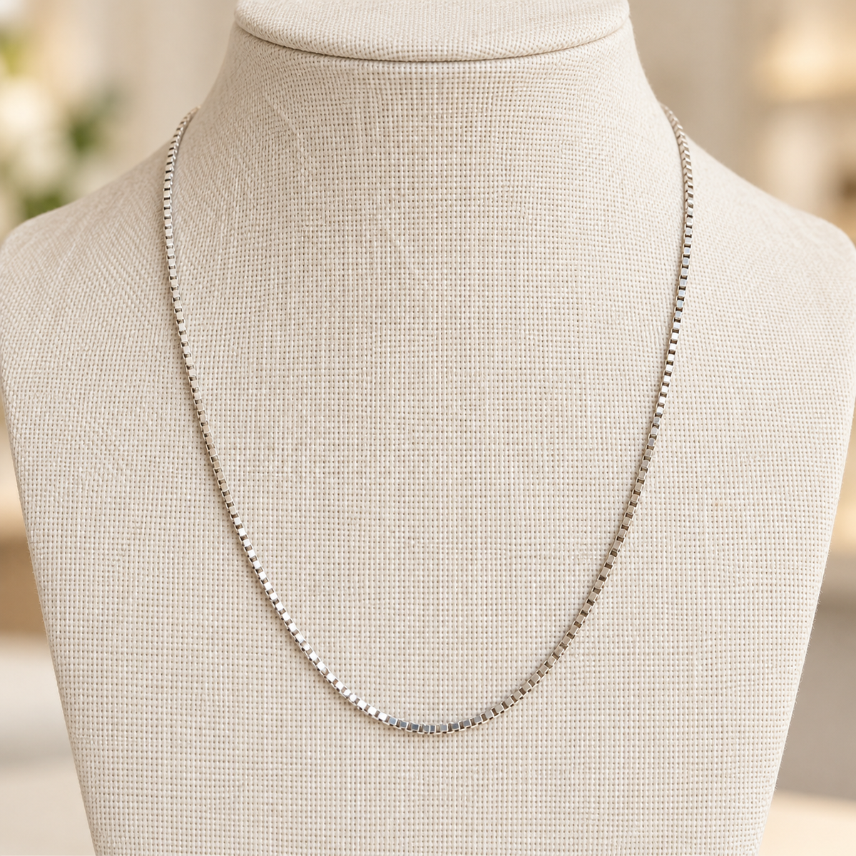 Sterling Silver Small Box Chain Necklace