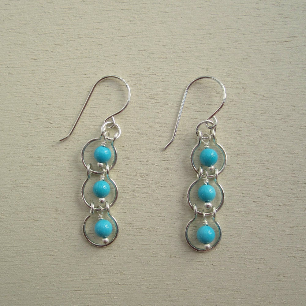 Sterling Silver & Turquoise Cascading Halo Earrings