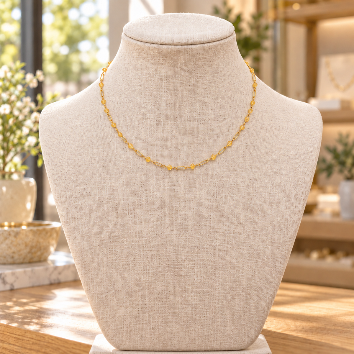 Nexus Yellow Sapphire necklace with gold filled findings