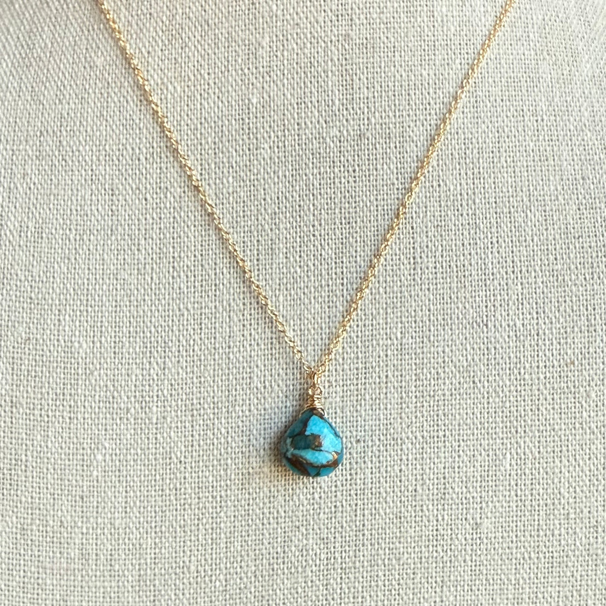 Copper Turquoise Heart Necklace