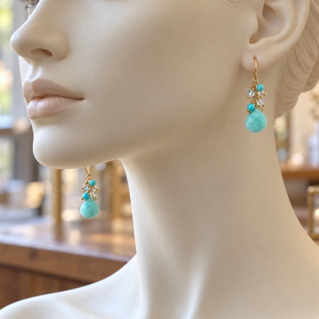 Constellation Amazonite & Blue Topaz Earrings