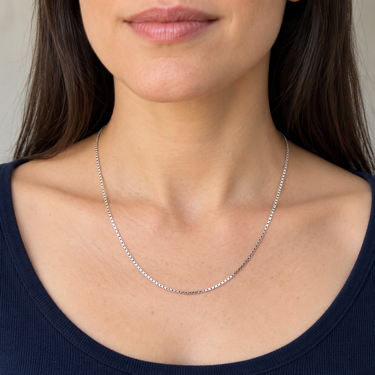 Sterling Silver Small Box Chain Necklace