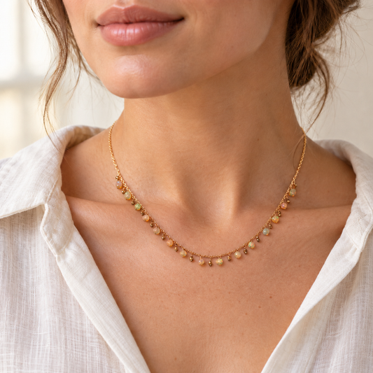 Welo Opal charm necklace in gold