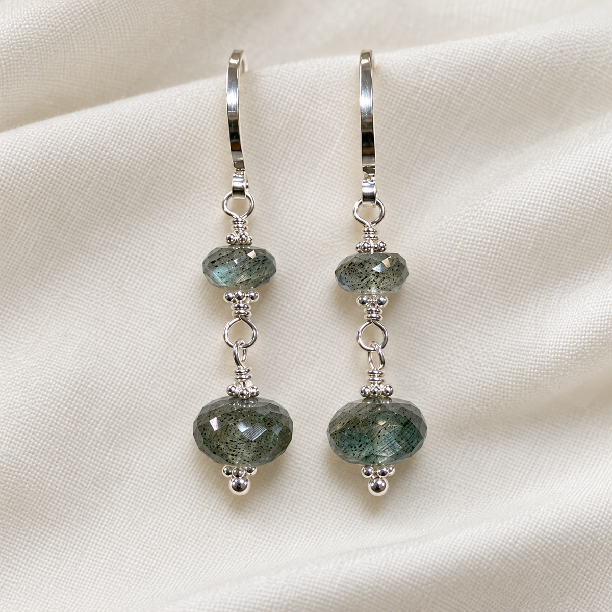 Labradorite & Sterling Silver Tiered Earrings
