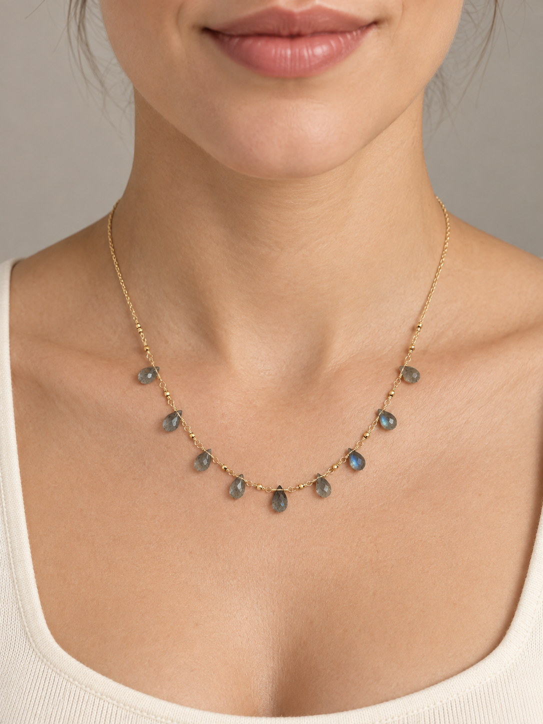 Labradorite Drop Necklace | Gold-Filled Gemstone Necklace