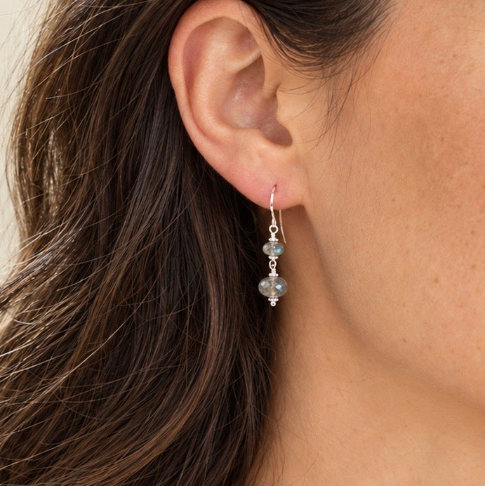 Labradorite & Sterling Silver Tiered Earrings