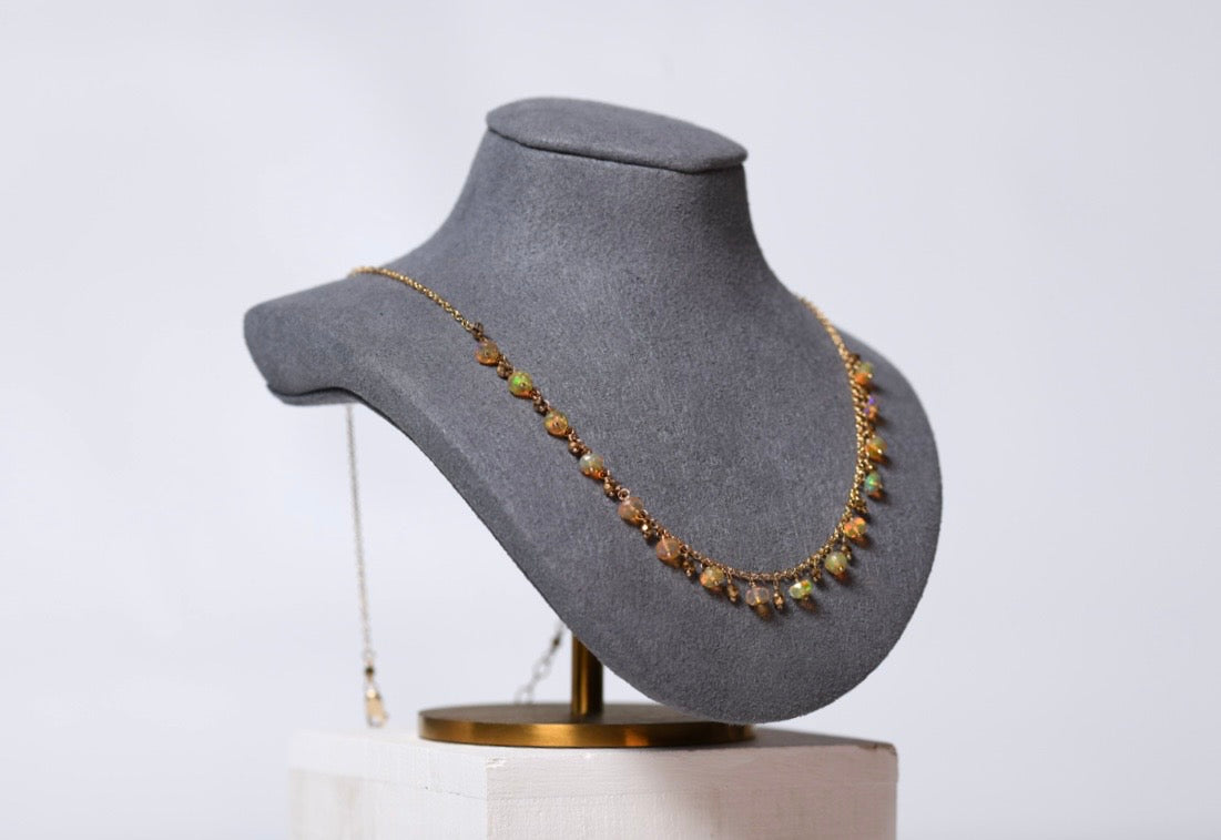 Welo Opal charm necklace in gold