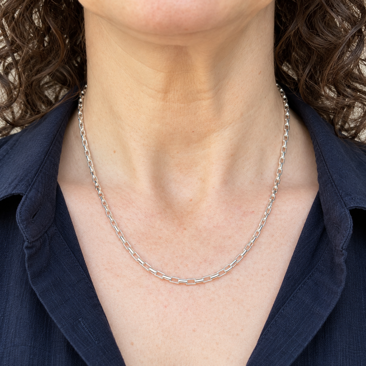 Sterling Silver Inka Box Chain Necklace