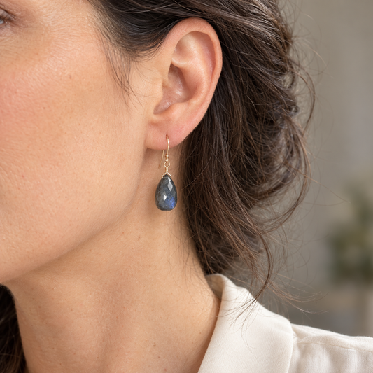 Labradorite Drop Earrings, Gold-Filled wire
