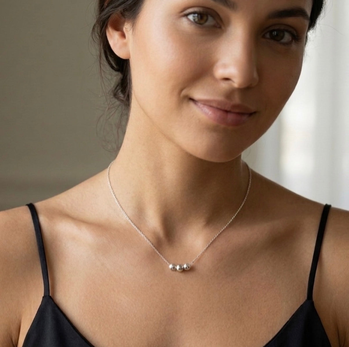 Strata Sterling Silver Disco Bead Necklace