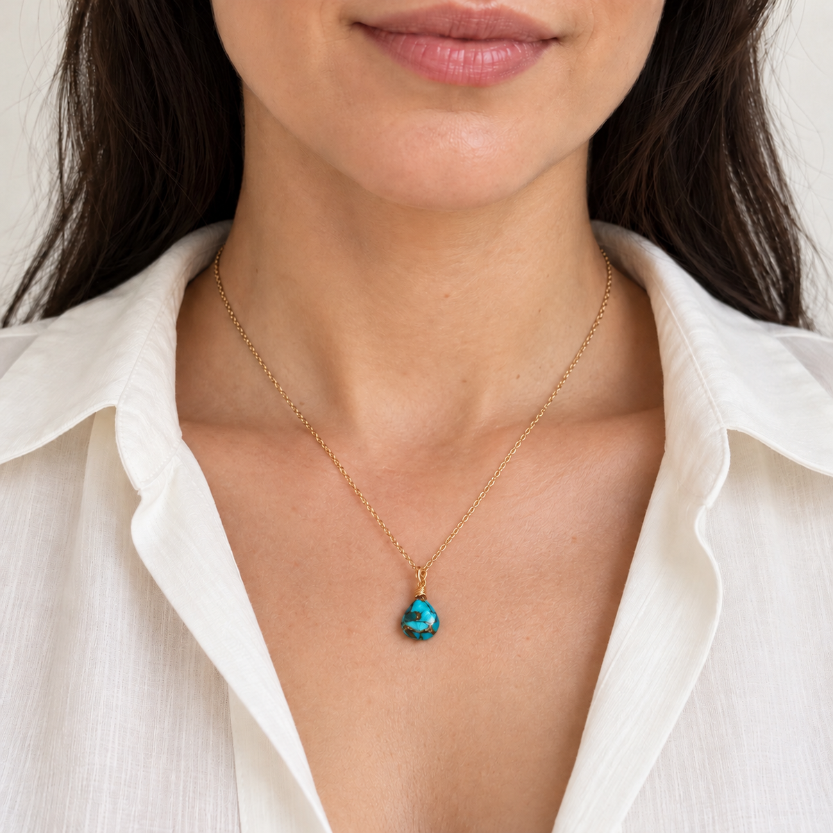 Copper Turquoise Heart Necklace