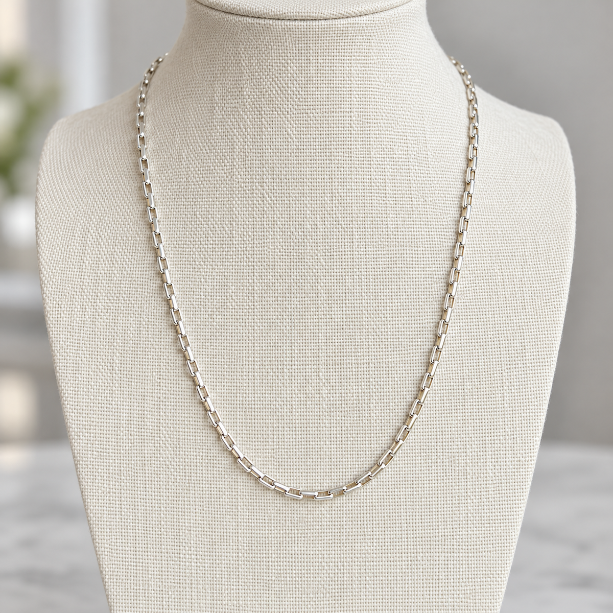 Sterling Silver Inka Box Chain Necklace