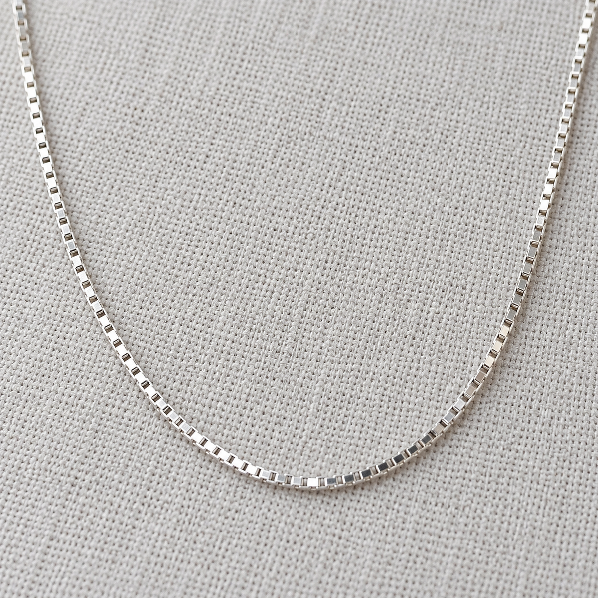 Sterling Silver Small Box Chain Necklace