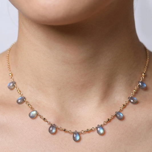 Labradorite Drop Necklace | Gold-Filled Gemstone Necklace