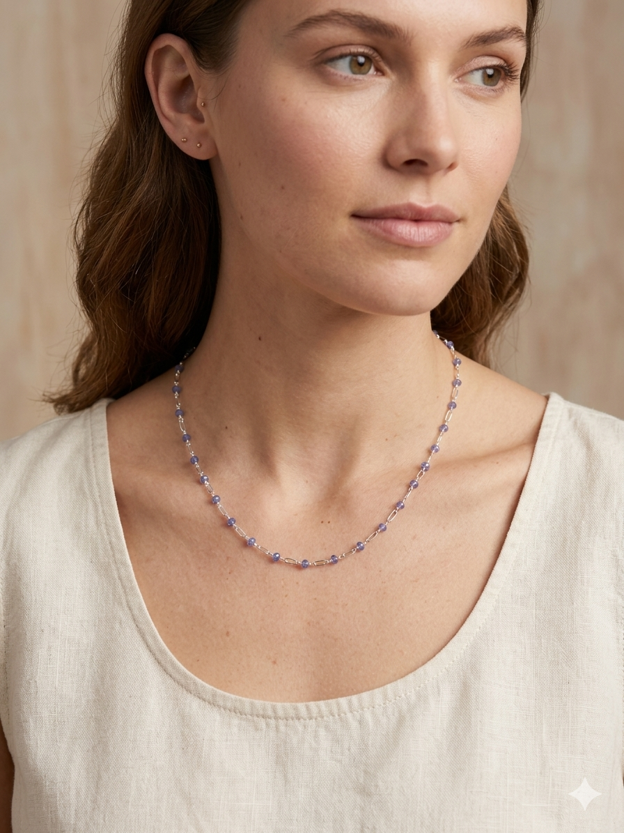 Tanzanite Nexus Link Necklace in Sterling Silver
