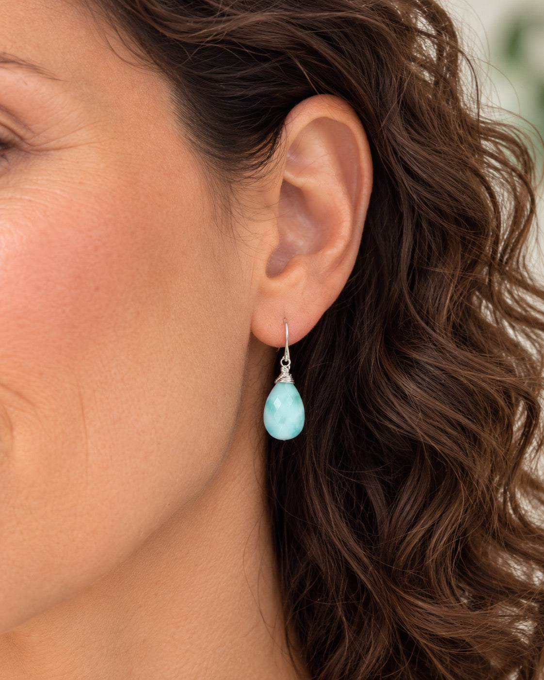 Larimar Dangle earrings on Sterling Silver