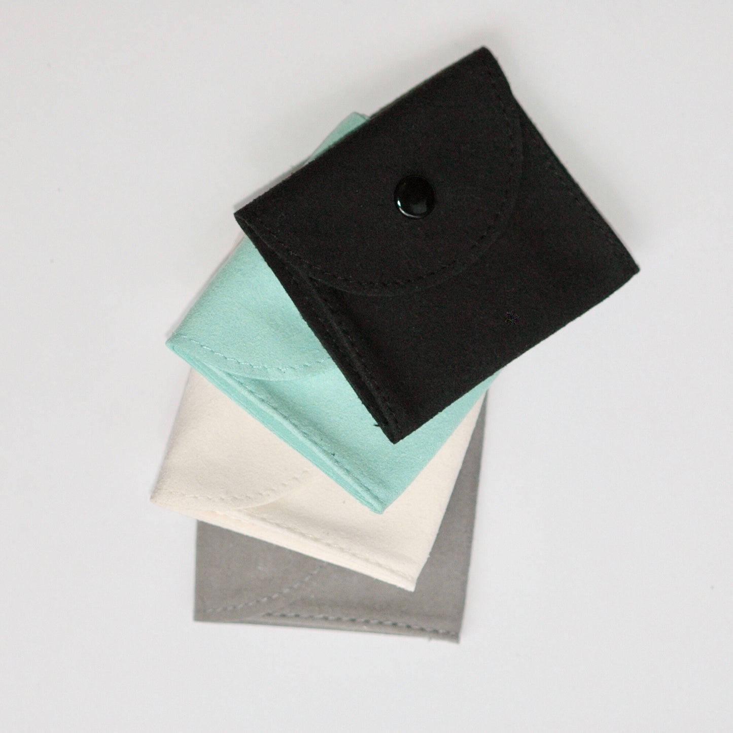 Luxury Faux Suede Snap Jewelry Pouches – Set of 25