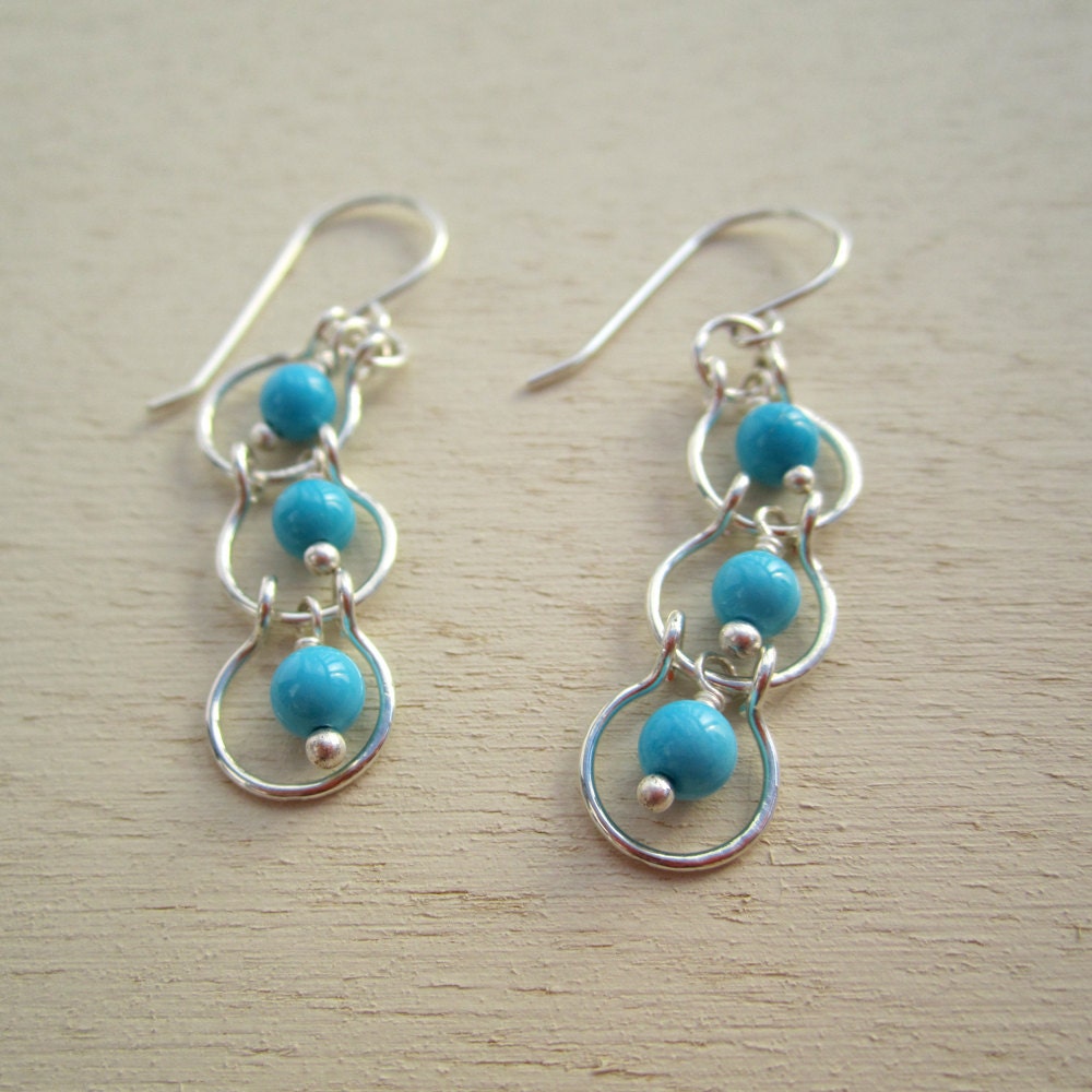 Sterling Silver & Turquoise Cascading Halo Earrings