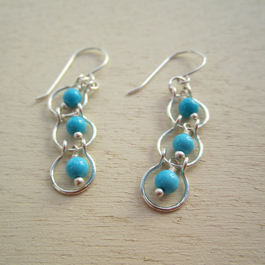 Sterling Silver & Turquoise Cascading Halo Earrings