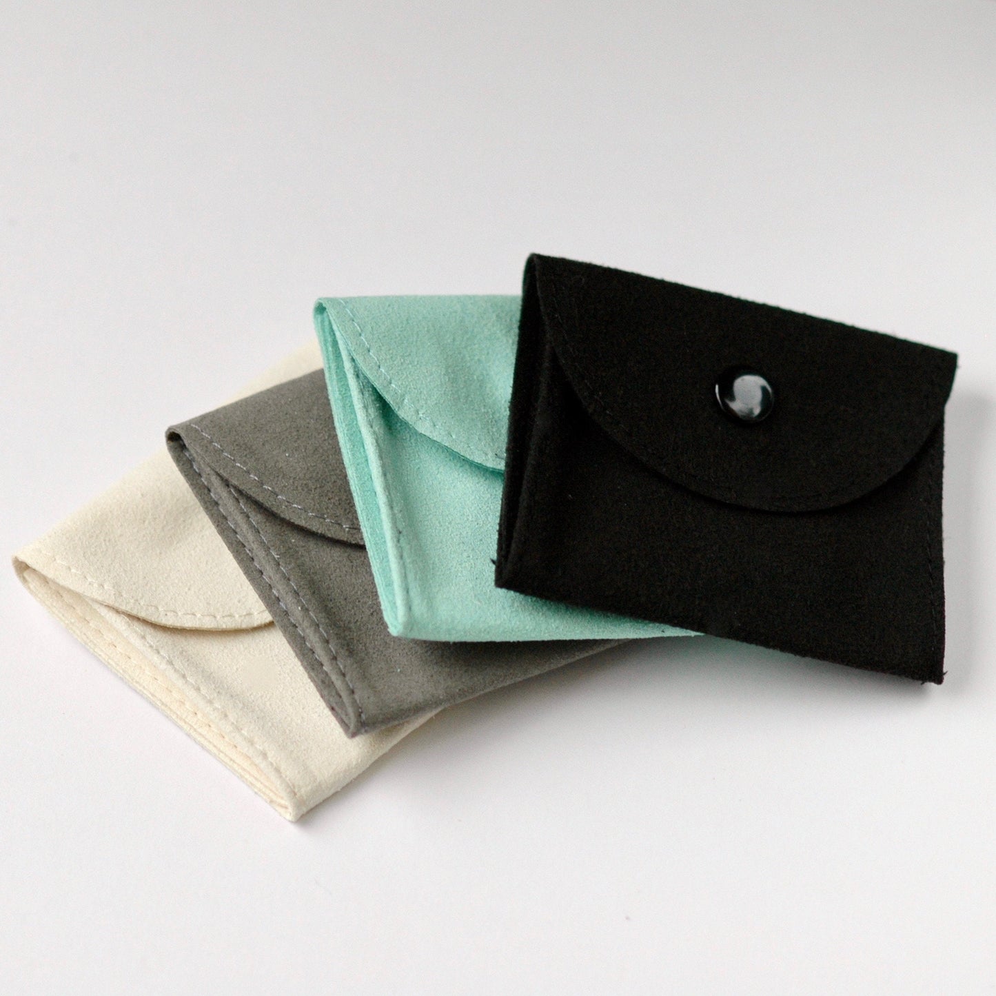 Luxury Faux Suede Snap Jewelry Pouches – Set of 25