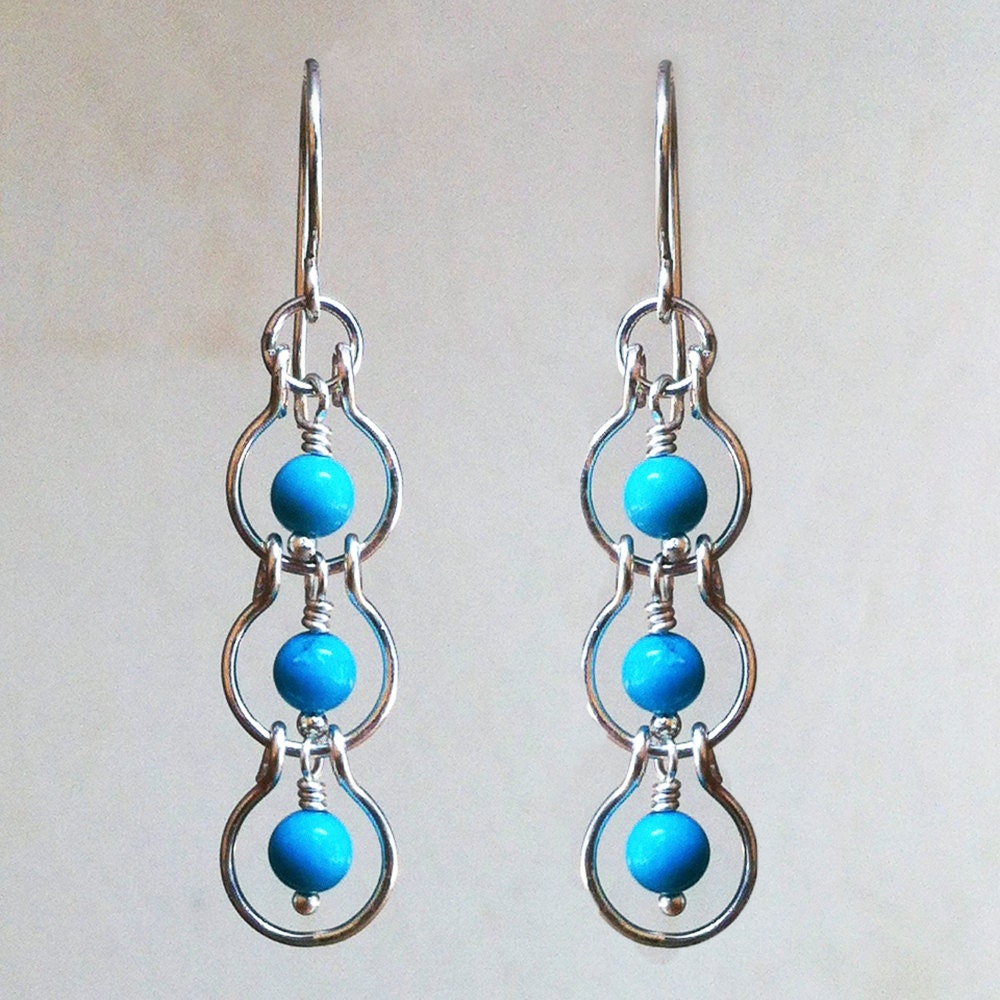 Sterling Silver & Turquoise Cascading Halo Earrings