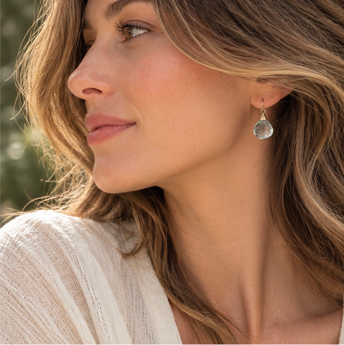 Green Amethyst Briolette Wrapped Top Earrings – Gold-Filled